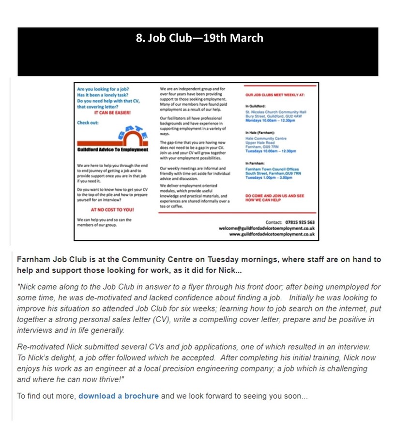 Job Club - 19th March